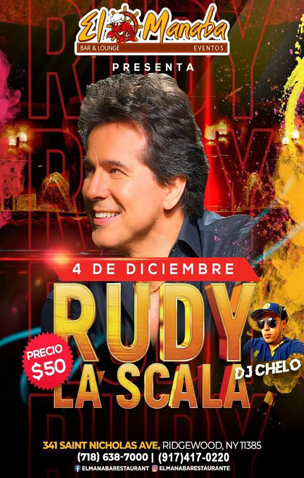 flyer concierto de despedida Rudy La Scala diseñado por Ivan Mayorquin